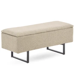 Sale Nimara Malika bænk med opbevaring i beige boucle 95x35x42 cm