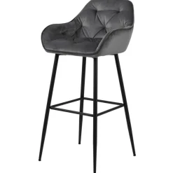 New Nimara Mario barstol med ryglæn - Grå velour 65 cm