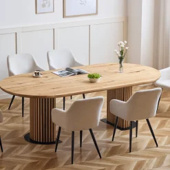 Online Nimara Matteo - Plankebord med lamelfod i olieret/natur massiv eg 300x120x77 cm