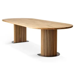 Online Nimara Matteo - Plankebord med lamelfod i olieret/natur massiv eg 300x120x77 cm