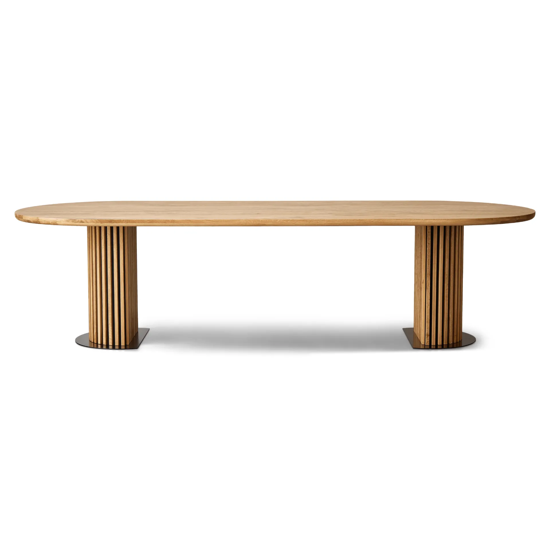 Online Nimara Matteo - Plankebord med lamelfod i olieret/natur massiv eg 300x120x77 cm