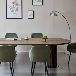 Clearance Nimara Matteo - Plankebord med lamelfod i røget massiv eg 300x120x77 cm