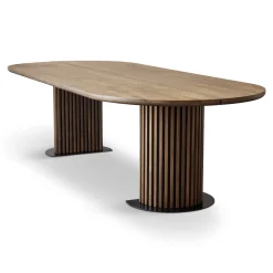 Clearance Nimara Matteo - Plankebord med lamelfod i røget massiv eg 300x120x77 cm