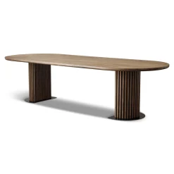 Clearance Nimara Matteo - Plankebord med lamelfod i røget massiv eg 300x120x77 cm