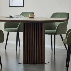 Clearance Nimara Matteo - Plankebord med lamelfod i røget massiv eg 300x120x77 cm