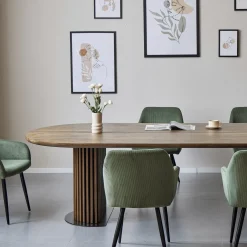 Clearance Nimara Matteo - Plankebord med lamelfod i røget massiv eg 240x120x77 cm