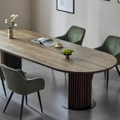 Clearance Nimara Matteo - Plankebord med lamelfod i røget massiv eg 240x120x77 cm