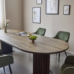 Clearance Nimara Matteo - Plankebord med lamelfod i røget massiv eg 240x120x77 cm