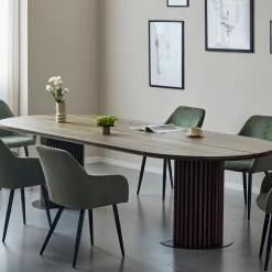 Clearance Nimara Matteo - Plankebord med lamelfod i røget massiv eg 240x120x77 cm