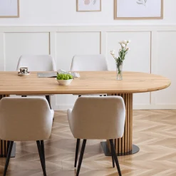 New Nimara Matteo - Plankebord med lamelfod i olieret/natur massiv eg 240x120x77 cm