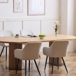 New Nimara Matteo - Plankebord med lamelfod i olieret/natur massiv eg 240x120x77 cm