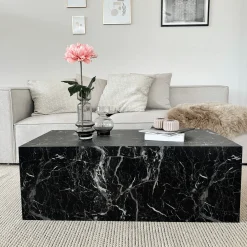 Outlet Nimara Maxine sofabord sort marmor look 90x50 cm