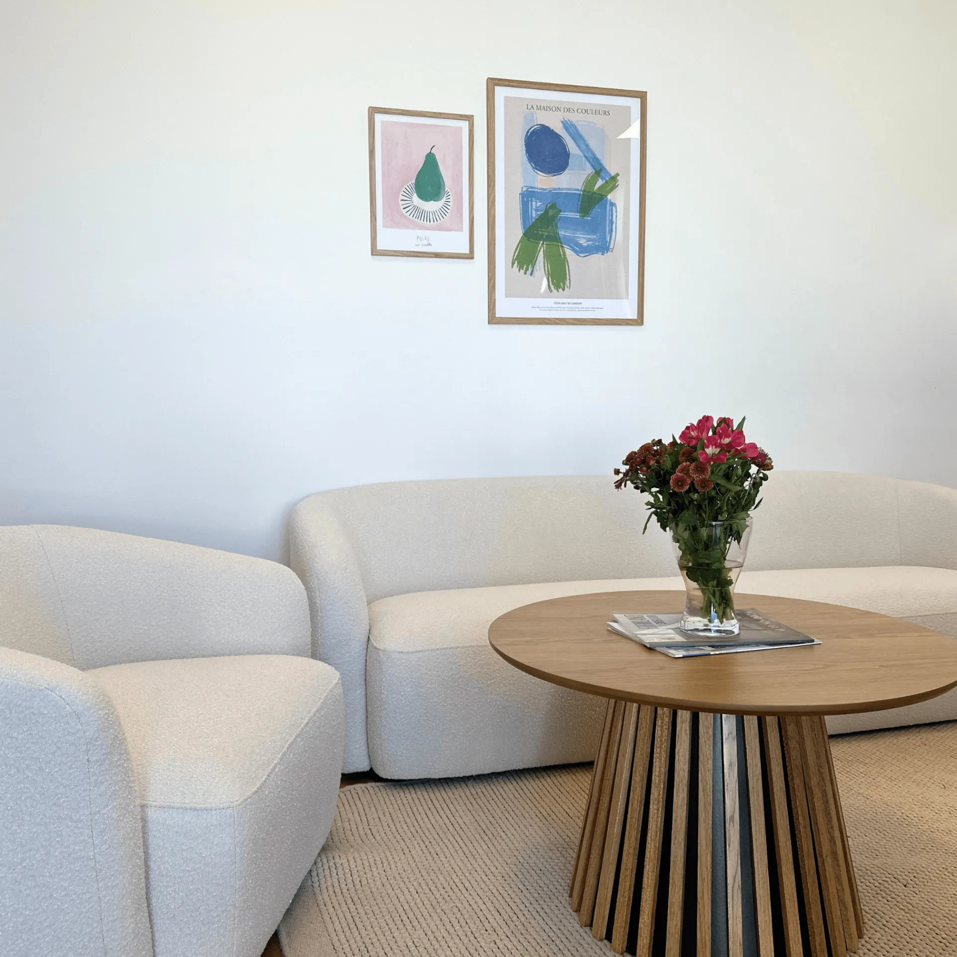 New Nimara Melisa - 3 personers sofa i hvid boucle L: 220 x D: 84 x H: 66 cm