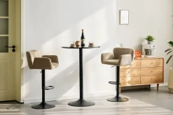 New Nimara Melody Barstol - sand tekstil med justerbar højde og drejefunktion