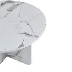 New Nimara Mercy sofabord hvid marmor look Ø80 cm