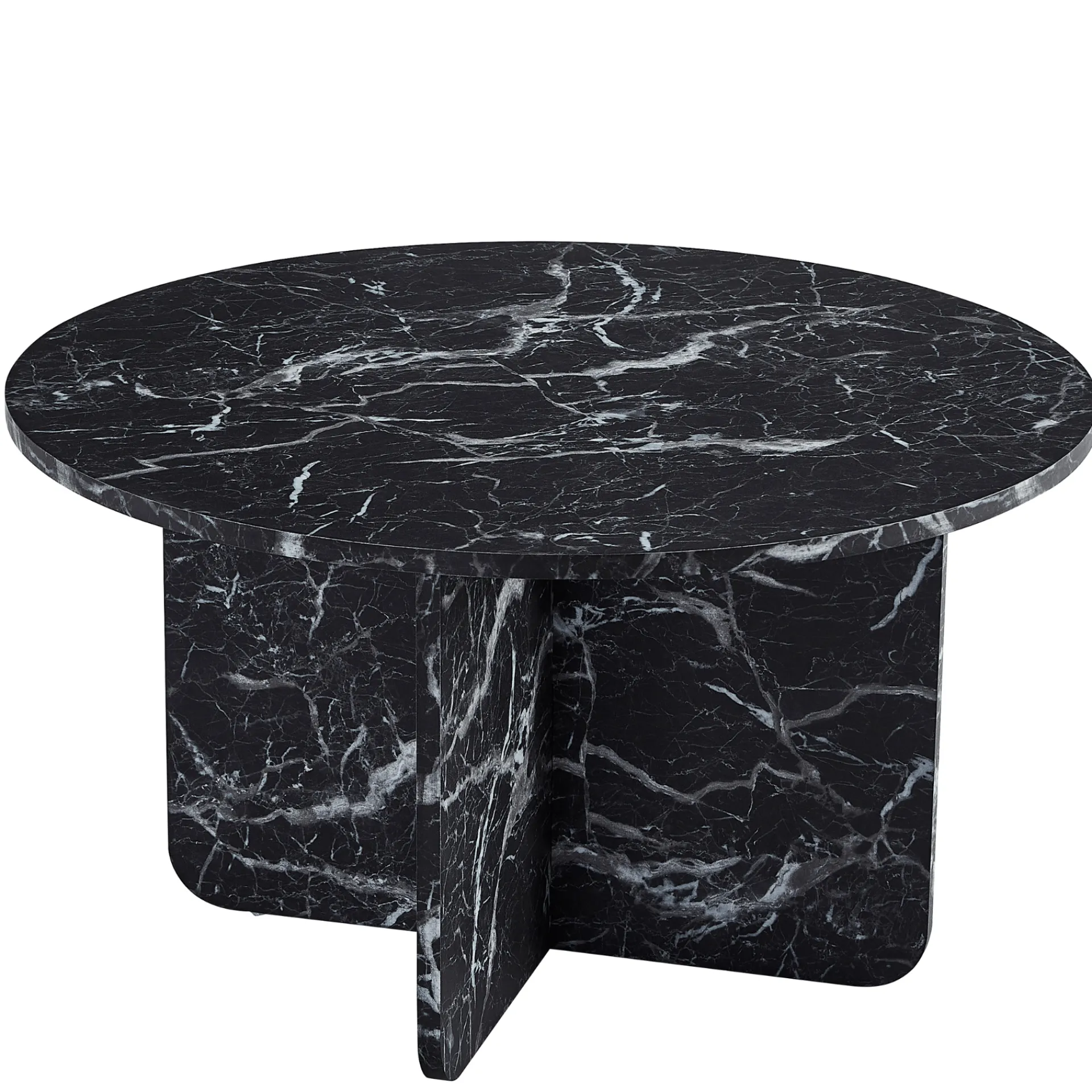 Online Nimara Mercy sofabord sort marmor look Ø80 cm