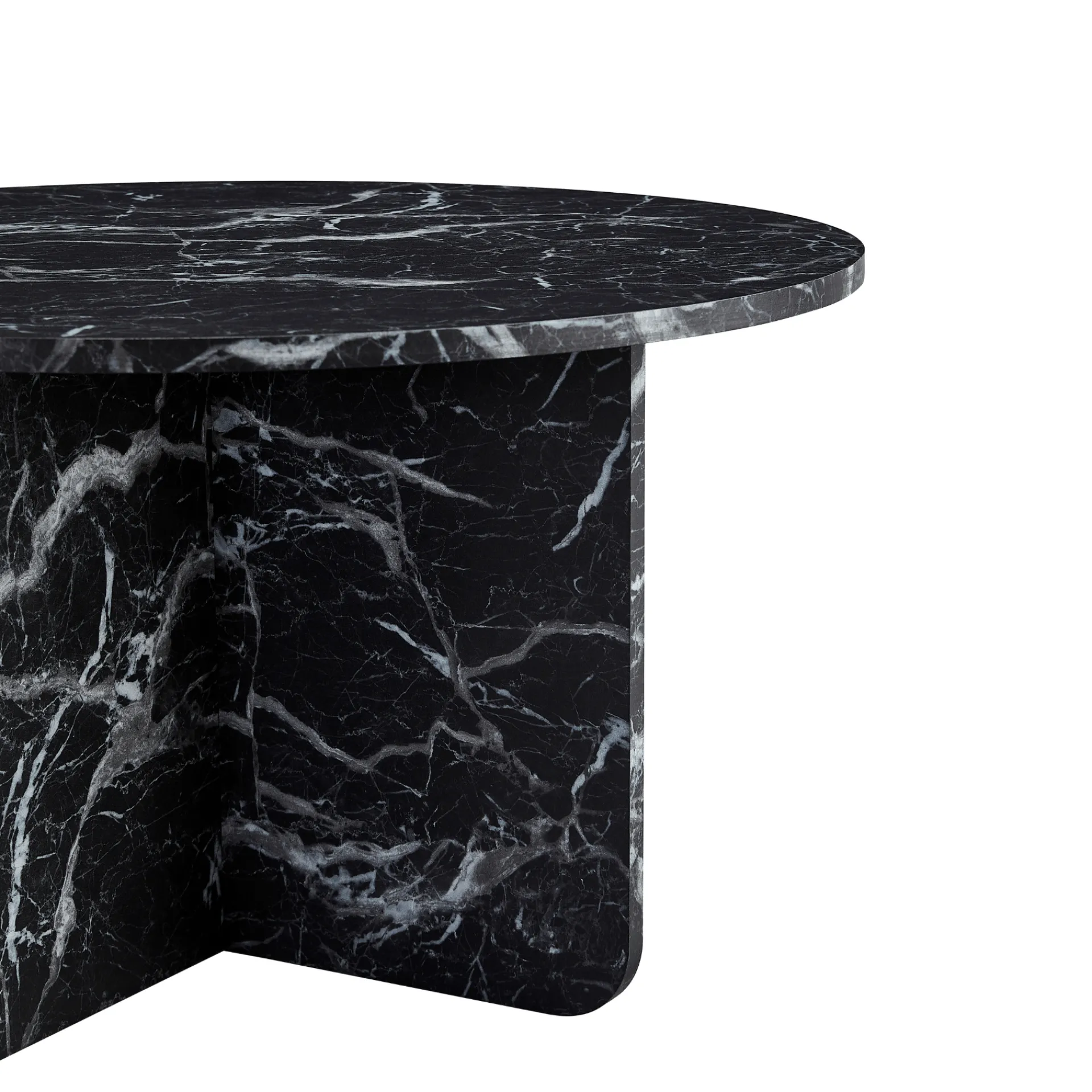 Online Nimara Mercy sofabord sort marmor look Ø80 cm