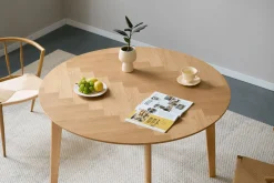 Discount Nimara Miles - Rundt spisebord Ø120 cm i olieret egefiner med sildebensmønster