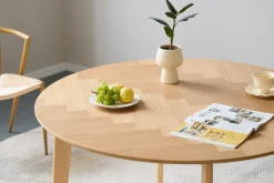 Discount Nimara Miles - Rundt spisebord Ø120 cm i olieret egefiner med sildebensmønster