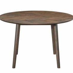 New Nimara Miles - Rundt spisebord Ø120 cm i røget egefiner med sildebensmønster