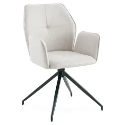 New Nimara Minna Spisebordsstol - beige tekstil med drejefunktion 360 grader