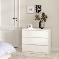 Sale Nimara Naia kommode 3 skuffer hvid H: 70 x B: 77 x D: 50 cm