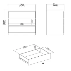 Sale Nimara Naia kommode 3 skuffer hvid H: 70 x B: 77 x D: 50 cm