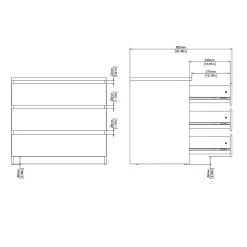 Sale Nimara Naia kommode 3 skuffer hvid H: 70 x B: 77 x D: 50 cm