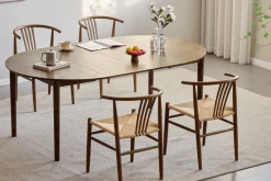 Clearance Nimara Naomi spisebordsstol i røget bøg med fletsæde