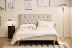 Best Nimara Nia sengegavl 140x63 cm i beige tekstil