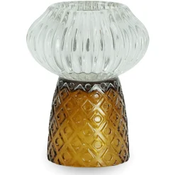 Hot Nimara Nori glas fyrfadsstage amber/grå 13,5 cm