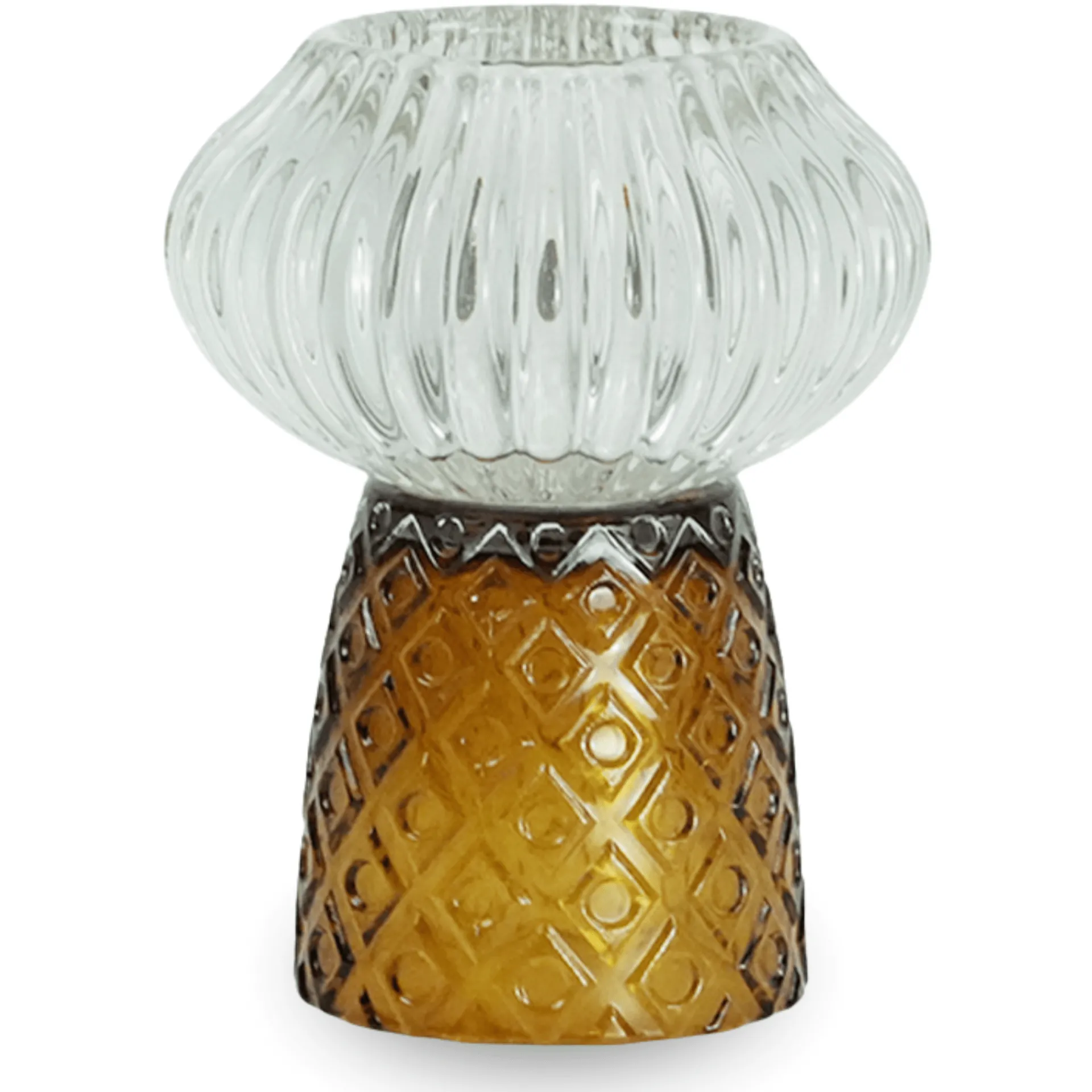 Hot Nimara Nori glas fyrfadsstage amber/grå 13,5 cm