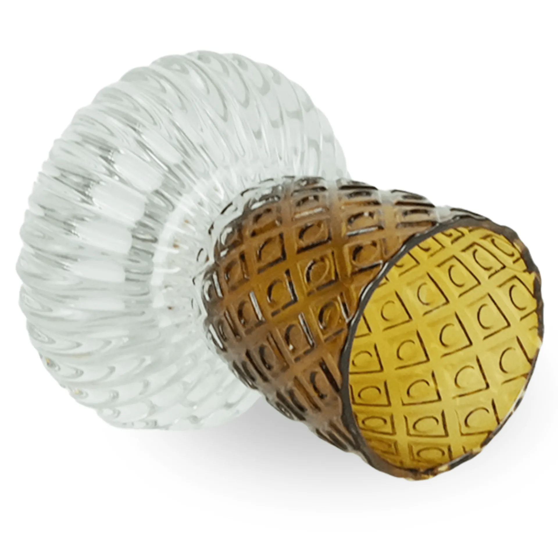 Hot Nimara Nori glas fyrfadsstage amber/grå 13,5 cm