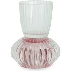 Sale Nimara Nori glas fyrfadsstage lyserød/klar 13,5 cm