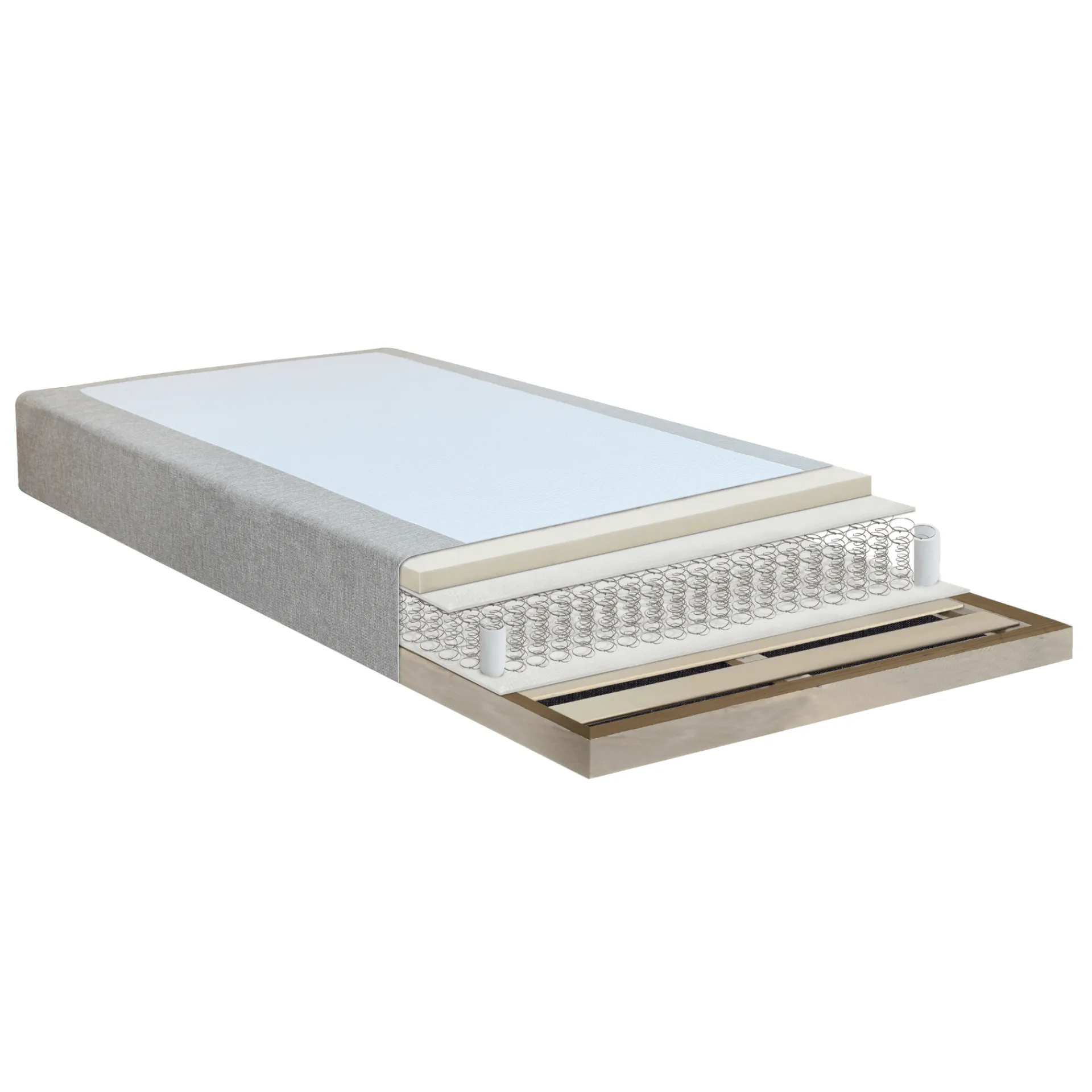 Hot Nimara Premium boxmadras seng i beige 140x200 cm med 7 cm topmadras i memoryskum ekskl. ben