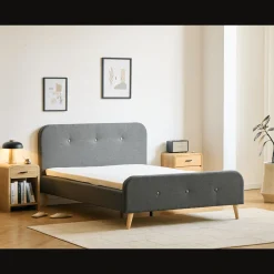 Clearance Nimara Premium Christian seng i grå 90x200 cm inkl. sengelameller og madrasser