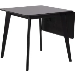 Clearance Nimara Rickie - Sort klap ud spisebord med tillægsplade i sortlakeret egefiner - 80/120 x 80 cm
