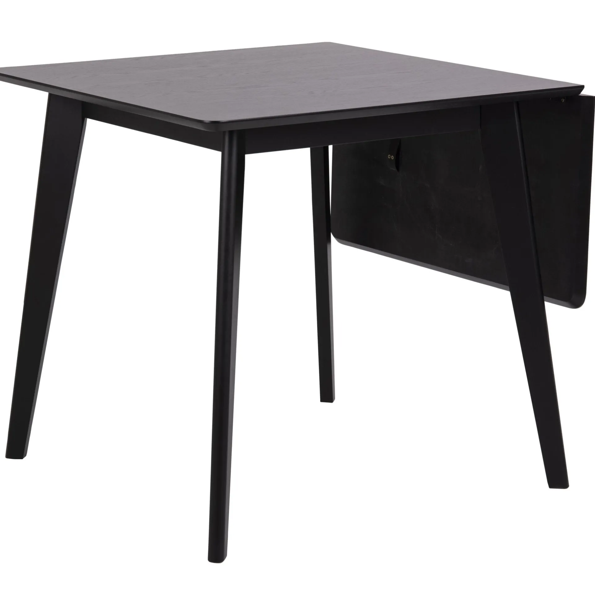 Clearance Nimara Rickie - Sort klap ud spisebord med tillægsplade i sortlakeret egefiner - 80/120 x 80 cm