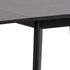 Clearance Nimara Rickie - Sort klap ud spisebord med tillægsplade i sortlakeret egefiner - 80/120 x 80 cm