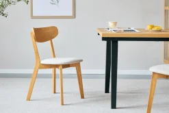 Outlet Nimara Rory spisebordsstol - Træstol i eg med polstret sæde