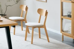 Outlet Nimara Rory spisebordsstol - Træstol i eg med polstret sæde