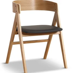 New Nimara Samantha træstol i eg med sort PU sæde