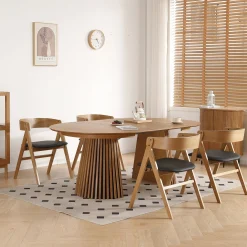 New Nimara Samantha træstol i eg med sort PU sæde