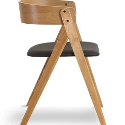 New Nimara Samantha træstol i eg med sort PU sæde