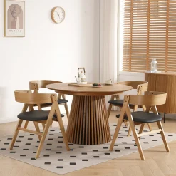 New Nimara Samantha træstol i eg med sort PU sæde