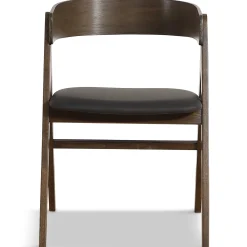 Clearance Nimara Samantha træstol i røget eg med sort PU sæde