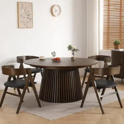 Clearance Nimara Samantha træstol i røget eg med sort PU sæde