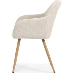 Sale Nimara Spisebordssæt - Lewis lamel spisebord Ø120 cm med udtræk i egefiner + 6 x Jenna spisebordsstole i beige