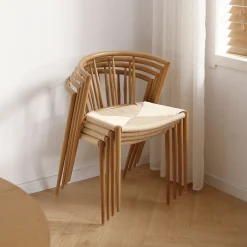 Clearance Nimara Spisebordssæt - Lewis lamel spisebord Ø120 cm med udtræk i egefiner + 6 x Bella spisebordsstole i egelook