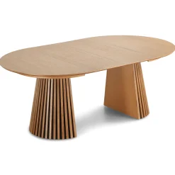 Clearance Nimara Spisebordssæt - Lewis lamel spisebord Ø120 cm med udtræk i egefiner + 6 x Bella spisebordsstole i egelook